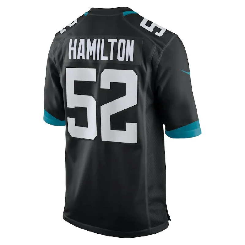 J.Jaguars #52 DaVon Hamilton Black Game Jersey Stitched American Football Jerseys-NFL Team Football Jersey Sale -