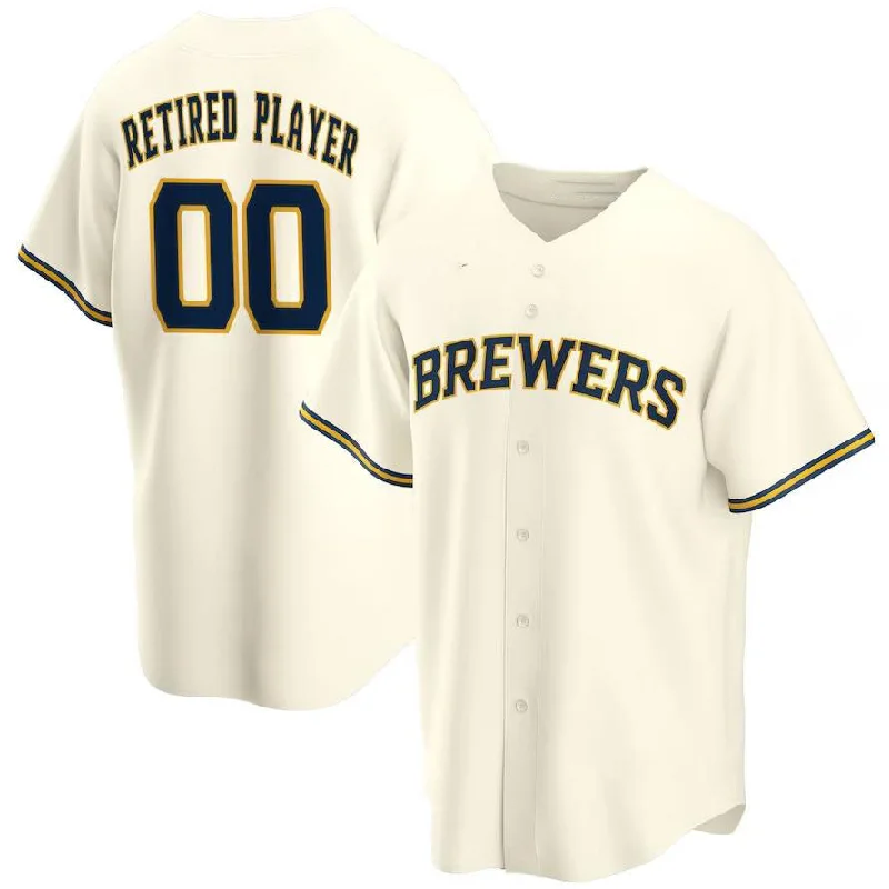 Milwaukee Brewers Cream Home Pick-A-Player Retired Roster Replica Jersey Baseball Jerseys-NBA Game Jersey Sale -