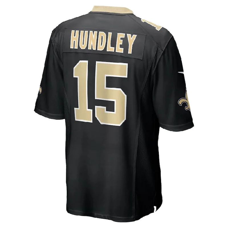 NO.Saints #15 Brett Hundley Black Game Player Jersey Stitched American Football Jerseys-NFL Signature Edition Football Jersey -