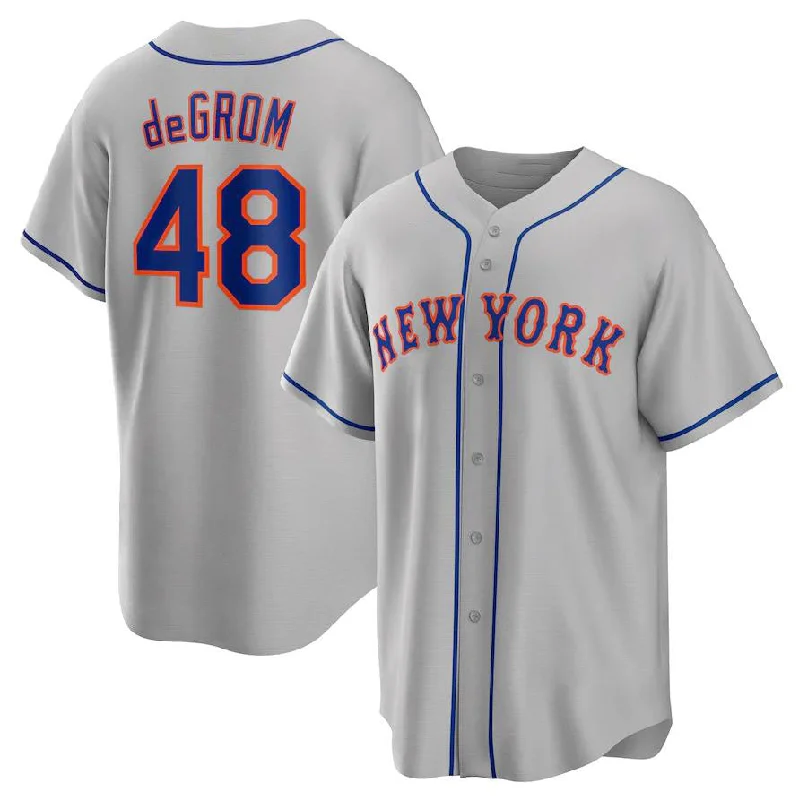 New York Mets #48 Jacob deGrom Gray Road Replica Player Name Jersey Baseball Jerseys-NBA Basketball Jersey Online -