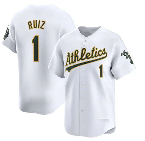 Oakland Athletics #1 Esteury Ruiz White Home Limited Stitched Baseball Jersey-NBA Player Signature Jersey -