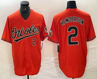 Baltimore Orioles #2 Gunnar Henderson Number Orange Cool Base Stitched Jersey Baseball Jerseys-NBA Player Jersey for Sale -