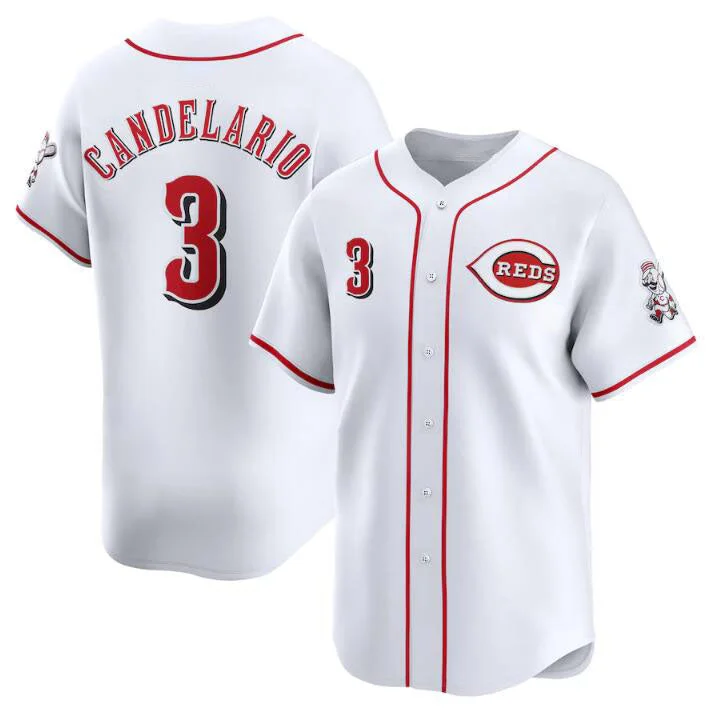 Cincinnati Reds #3 Jeimer Candelario White Home Limited Stitched Baseball Jersey-NBA Basketball Jersey Free Shipping -