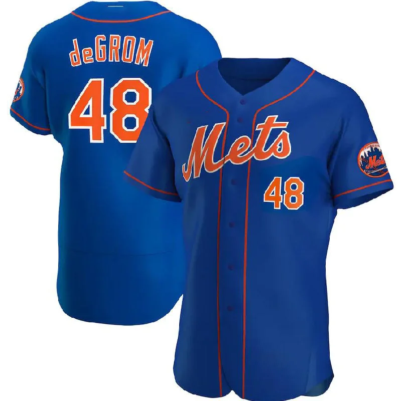 New York Mets #48 Jacob deGrom Royal Alternate Authentic Player Jersey Baseball Jerseys-NBA Throwback Jersey -