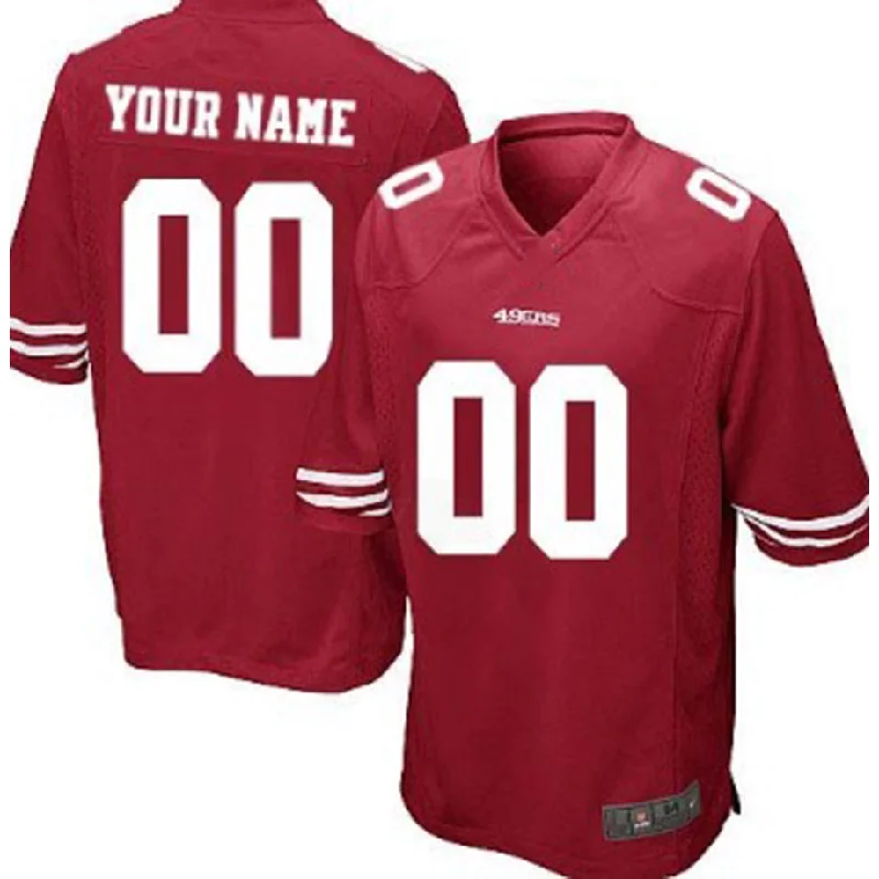 Custom SF.49ers Red Game Jersey Stitched American Football Jerseys-NBA Jersey with Official NFL Branding -