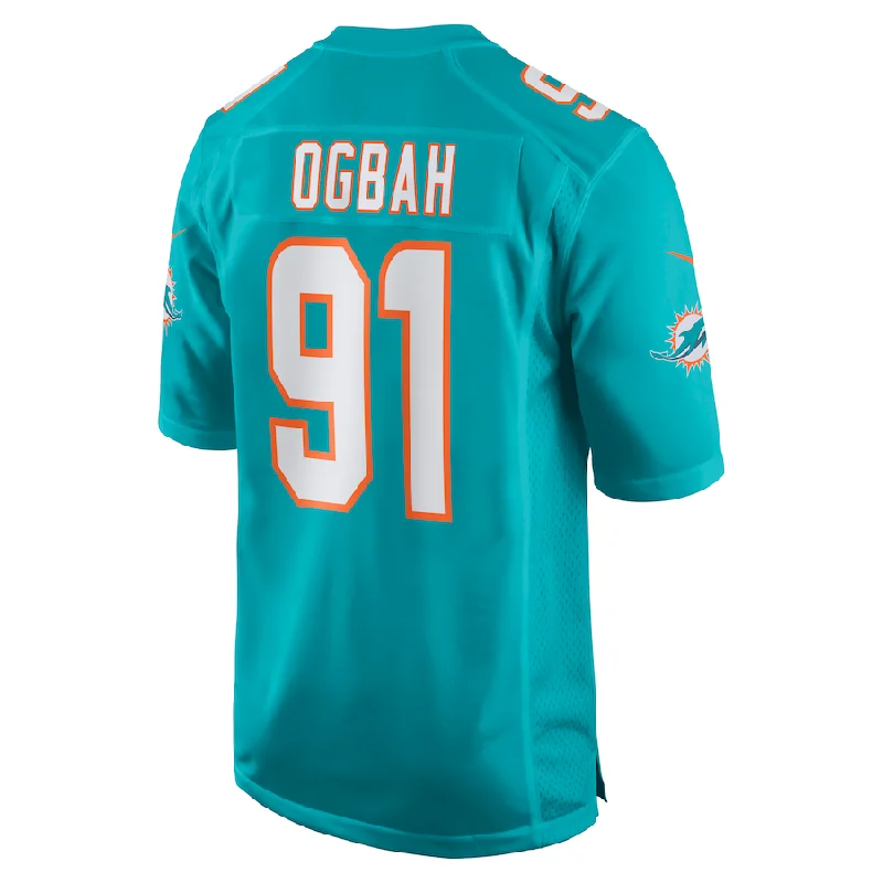 M.Dolphins #91 Emmanuel Ogbah Aqua Game Jersey Stitched American Football Jerseys-NFL Jersey for Sale Online -