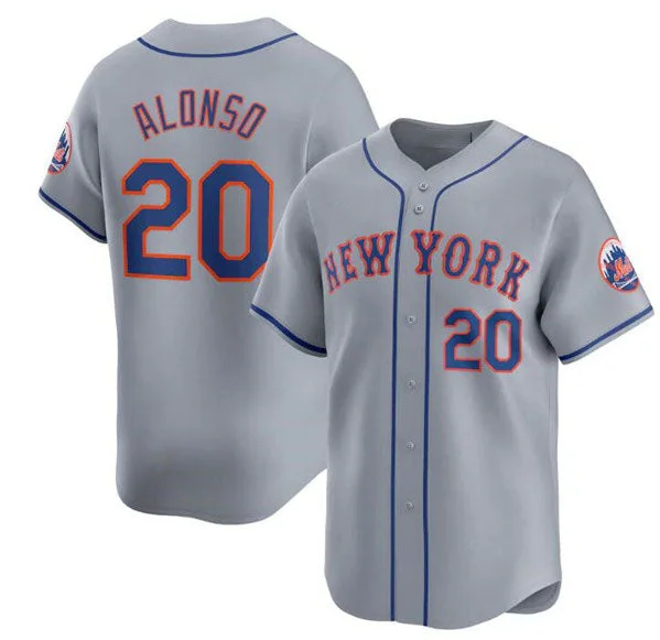 New York Mets #20 Pete Alonso 2024 Gray Away Limited Stitched Baseball Jersey-NBA Jersey with Personalized Name -