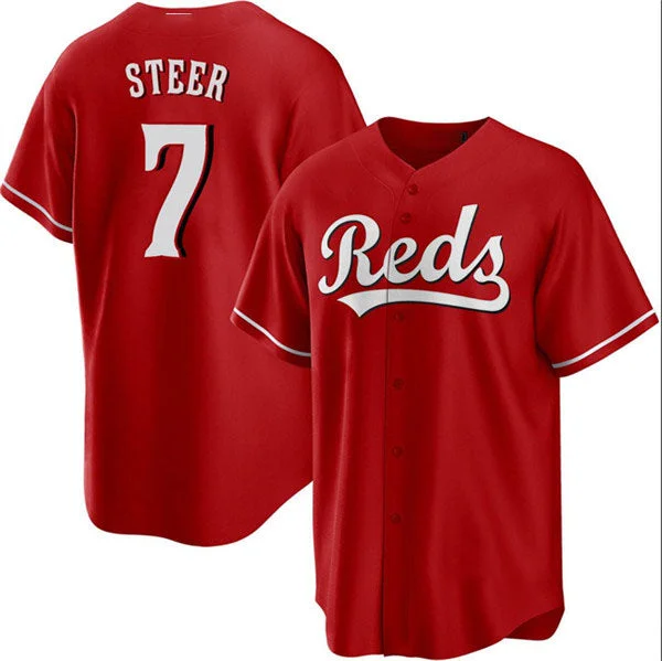 Cincinnati Reds #7 Spencer Steer Red Cool Base Stitched Baseball Jersey-NBA Retro NBA Team Jersey -