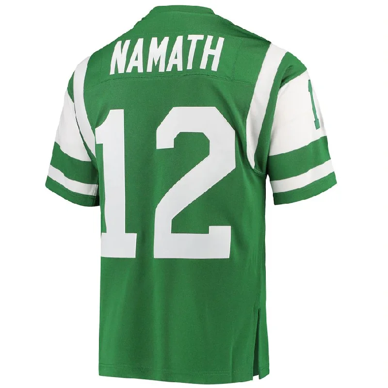 NY.Jets #12 Joe Namath Mitchell & Ness Green Authentic Retired Player Jersey Stitched American Football Jerseys-NFL Vintage NFL Jersey -