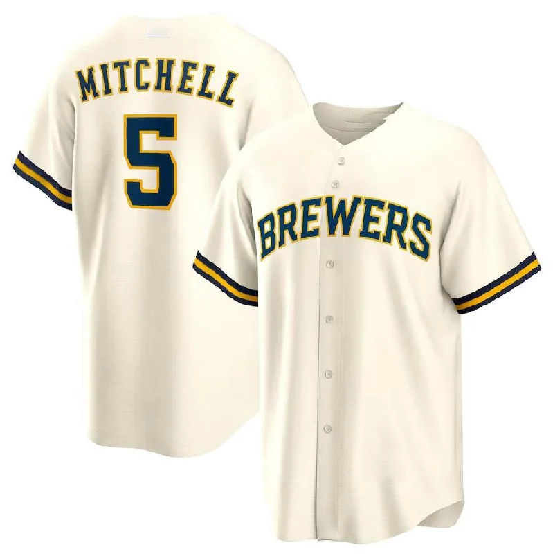 Milwaukee Brewers #5 Garrett Mitchell Cream Alternate Replica Player Jersey Baseball Jerseys-NBA Basketball Jersey Shop Online -