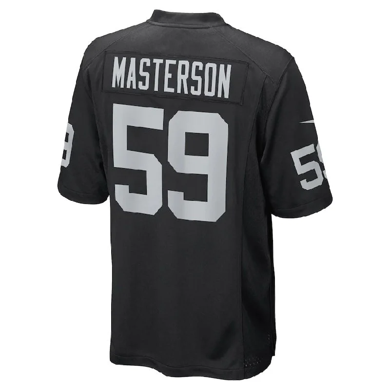 LV. Raiders #59 Luke Masterson Black Game Player Jersey Stitched American Football Jerseys-NFL Replica Jerseys Online -