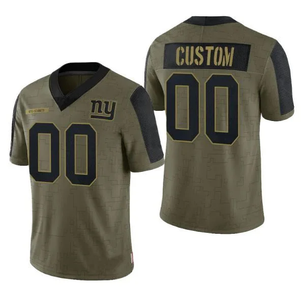 Custom Football NY.Giants Olive 2021 Salute To Service Limited Jersey Football Jerseys-NFL Special Edition Jersey -