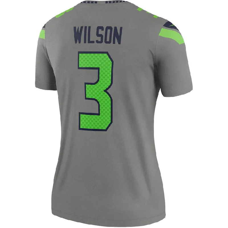 S.Seahawks #3 Russell Wilson Gray Inverted Legend Jersey Stitched American Football Jerseys-NFL Football Jersey with Custom Number -