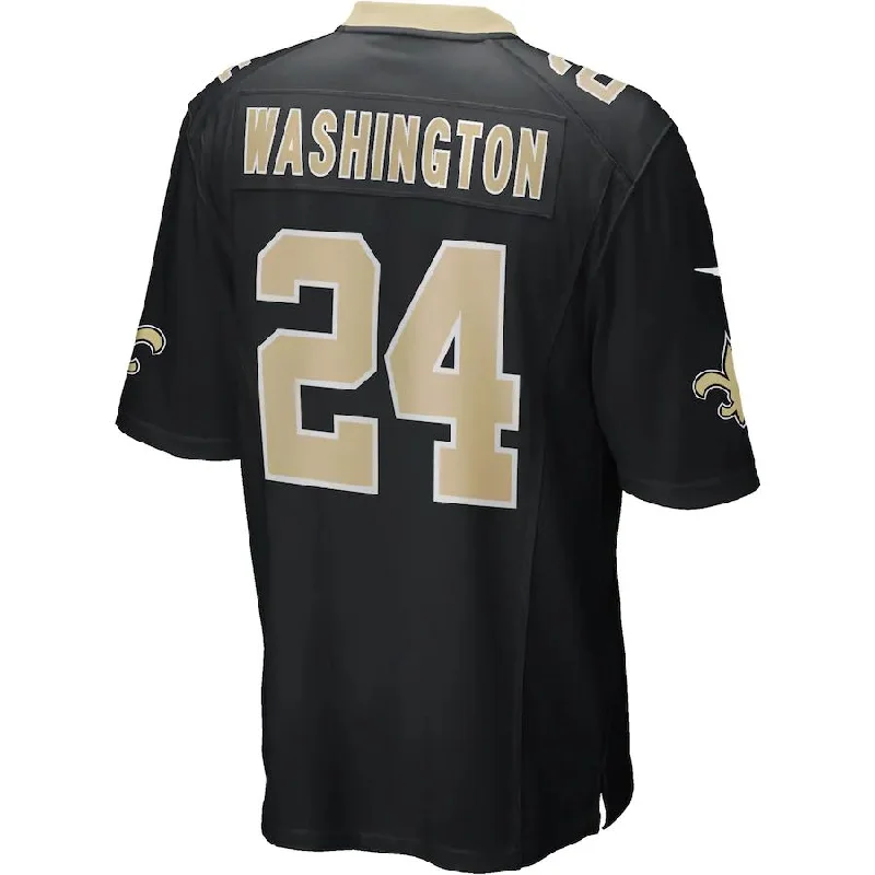 NO.Saints #24 Dwayne Washington Black Game Player Jersey Stitched American Football Jerseys-NFL Retro Football Jerseys for Sale -