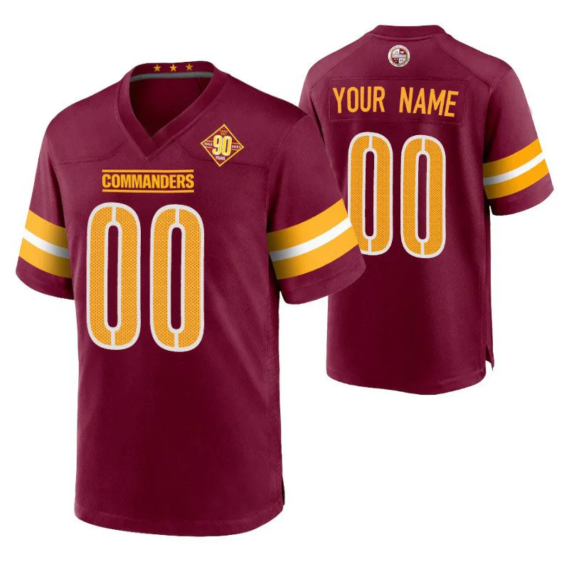 Custom W.Commanders Burgundy 90th Anniversary Game Football Jerseys-NBA Jersey for NBA Fans -