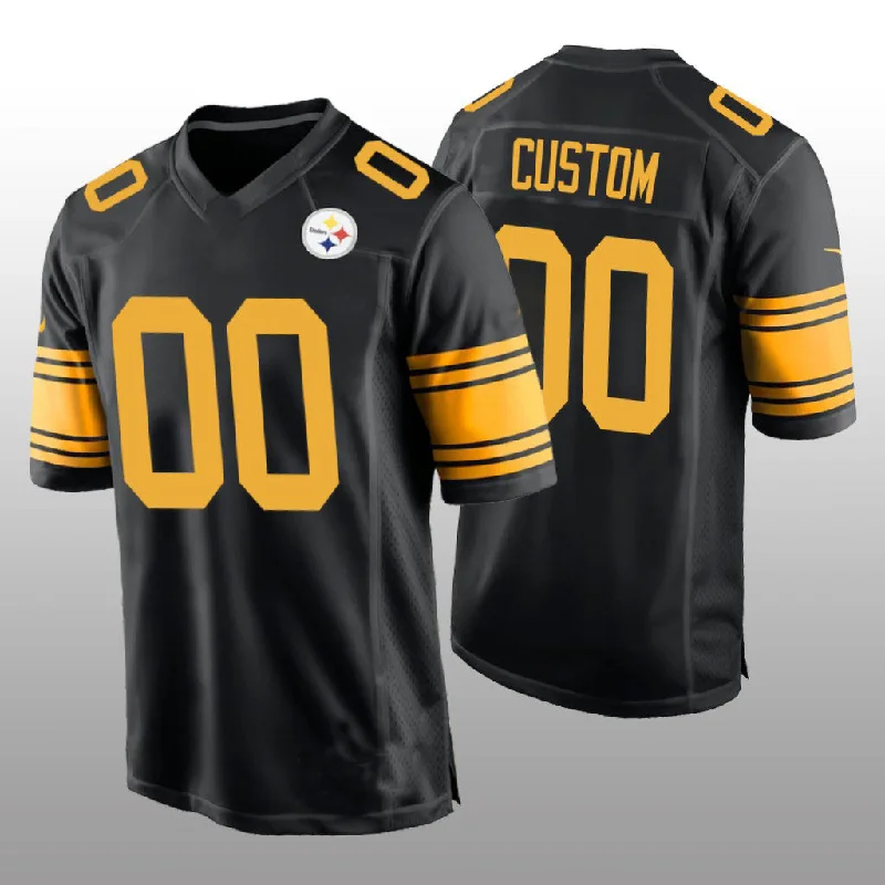 Custom  P.Steelers Black Alternate Game Jersey Stitched American Football Jerseys-NBA Team Jersey for Fans -