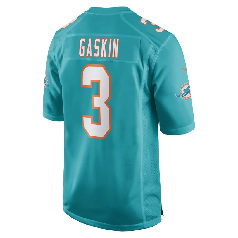 M.Dolphins #3 Myles Gaskin Aqua Game Player Jersey Stitched American Football Jerseys-NFL Elite Jersey for Sale -