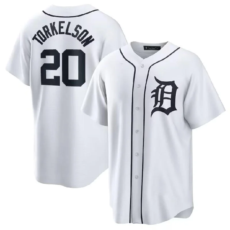 Detroit Tigers #20 Spencer Torkelson White Home Replica Player Name Jersey Baseball Jerseys-NBA Game Day Basketball Jersey -