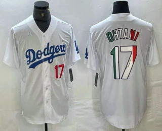 Los Angeles Dodgers #17 Shohei Ohtani Number Mexico White Cool Base Stitched Jersey Baseball Jerseys-NBA Throwback Jersey -