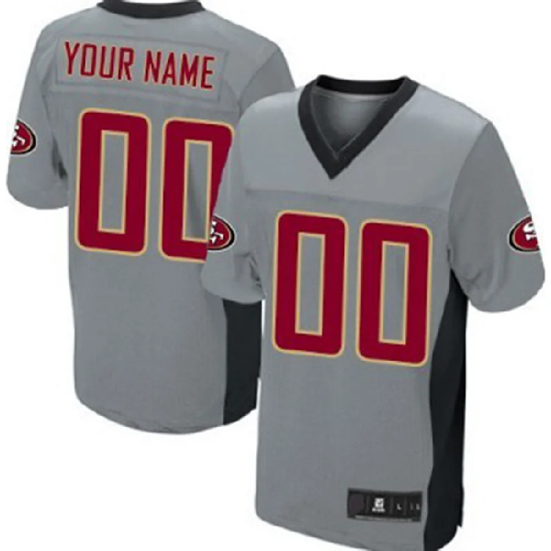 Custom SF.49ers Gray Shadow Elite Jersey Stitched American Football Jerseys-NBA Signature Jersey -