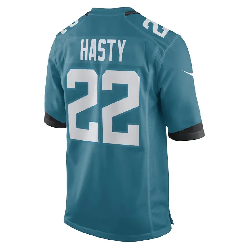 J.Jaguars #22 Jamycal Hasty Teal Game Player Jersey Stitched American Football Jerseys-NFL Team Jersey with Player Number -