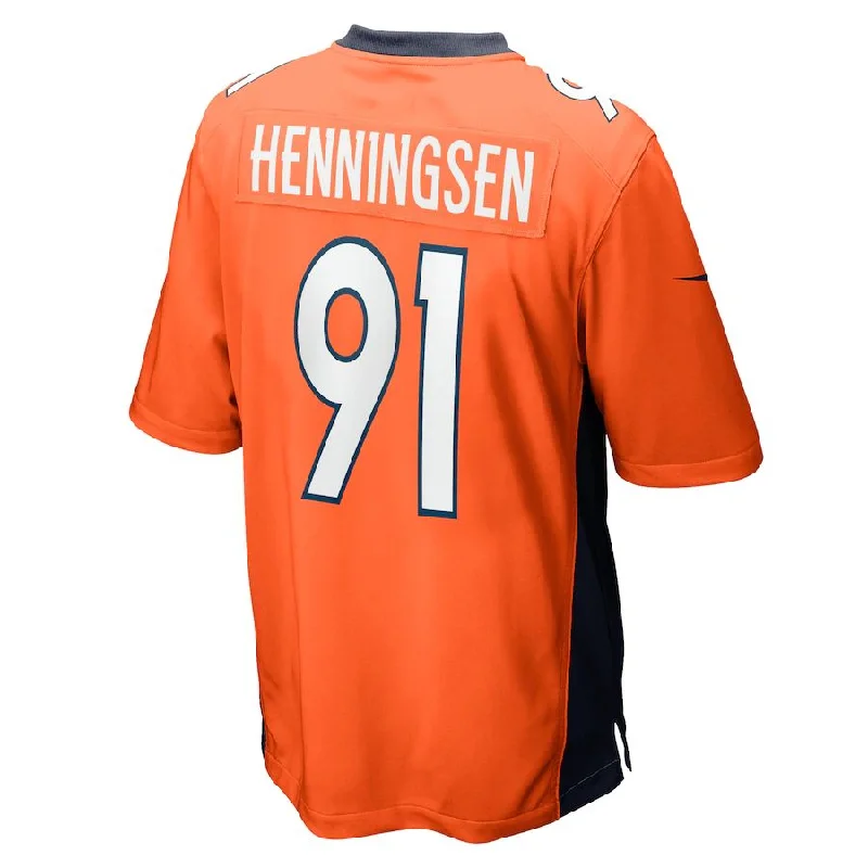 D.Broncos #91 Matt Henningsen Orange Game Player Jersey Stitched American Football Jerseys-NFL Replica Jersey -