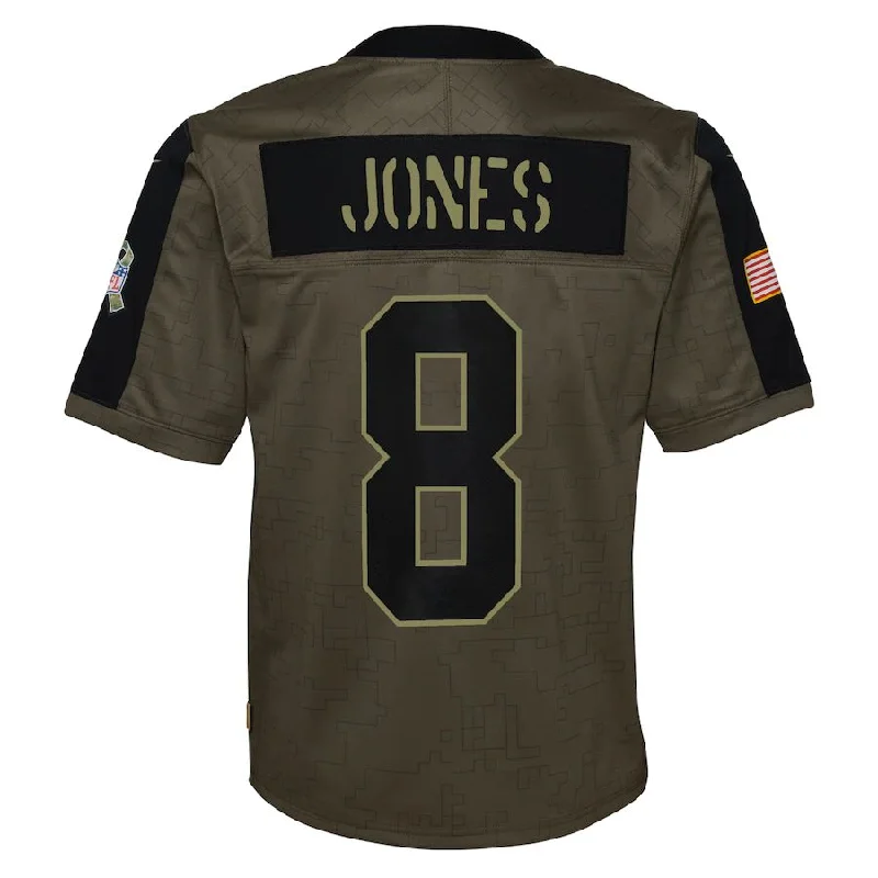 NY.Giants #8 Daniel Jones Olive 2021 Salute To Service Game Jersey Stitched American Football Jerseys-NFL Official Player Edition Jersey -