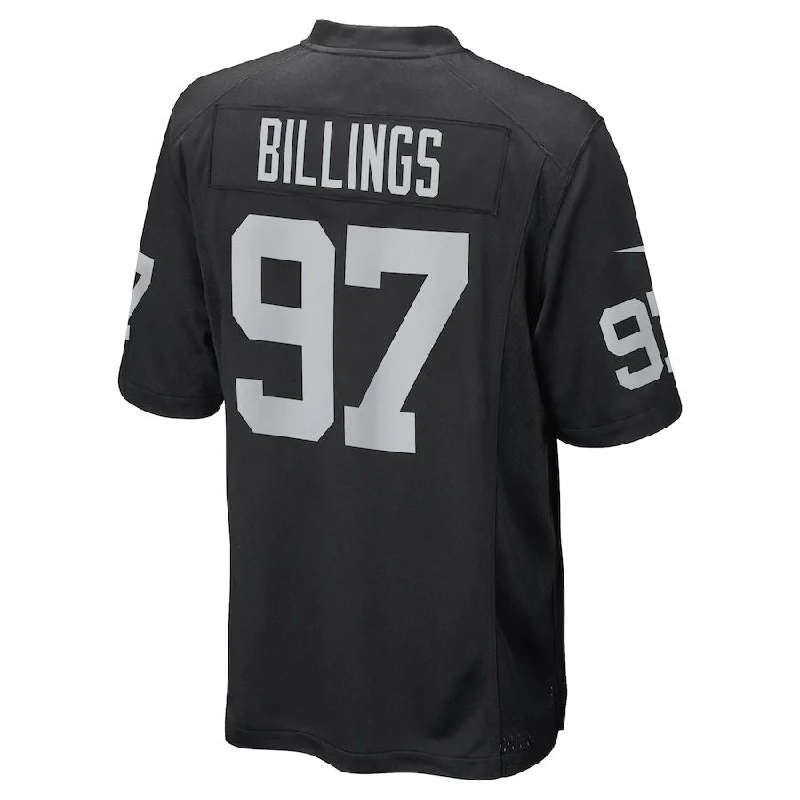 LV. Raiders #97 Andrew Billings Black Game Player Jersey Stitched American Football Jerseys-NFL Retro Football Jersey -