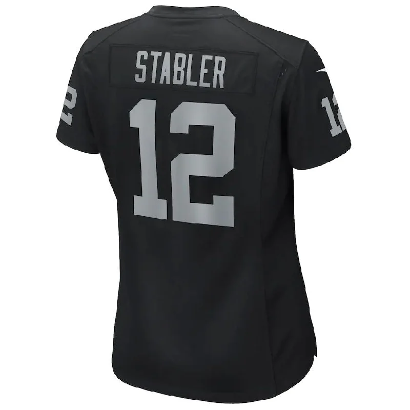 LV. Raiders #12 Ken Stabler Black Game Retired Player Jersey Stitched American Football Jerseys-NFL Men’s NFL Jersey -