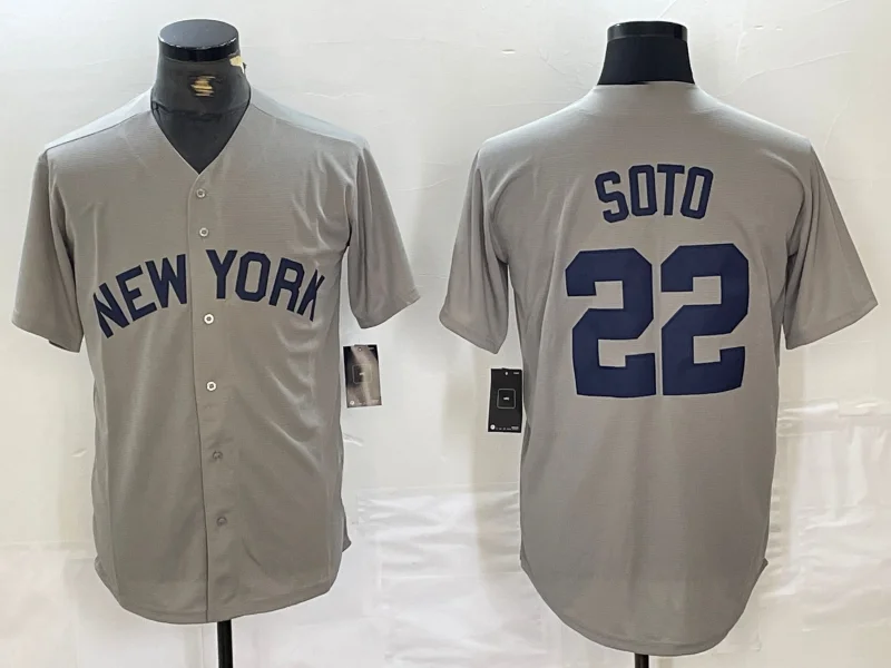 New York Yankees #22 Juan Soto Name 2021 Grey Field of Dreams Cool Base Stitched Baseball Jersey-NBA Vintage NBA Jersey -