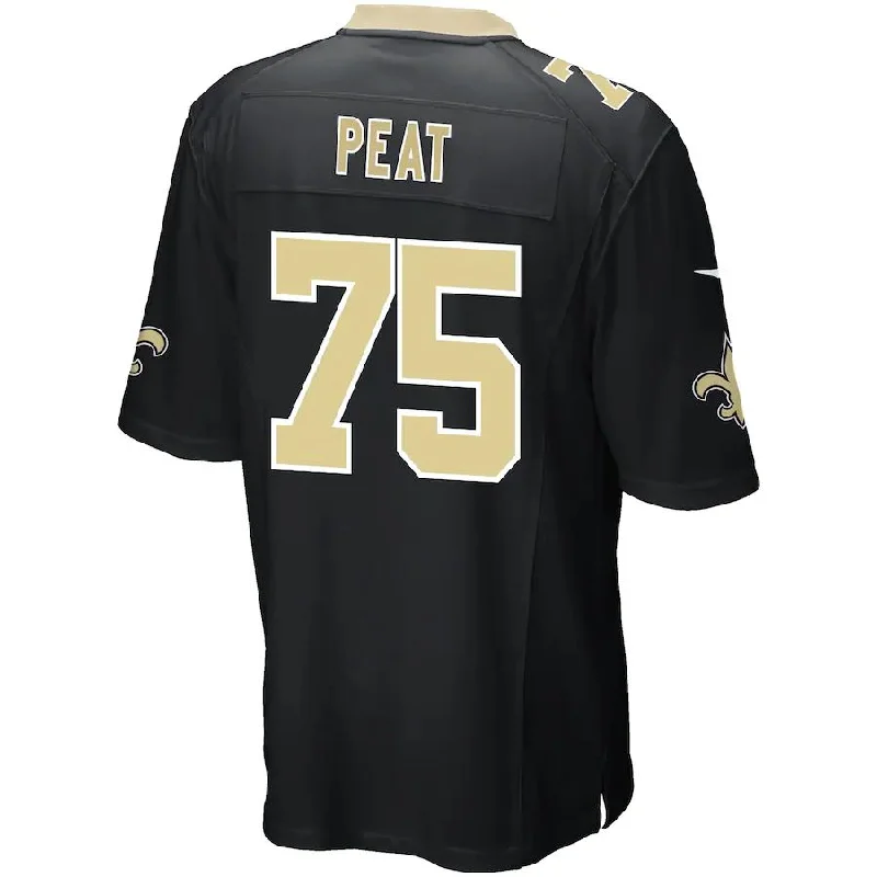 NO.Saints #75 Andrus Peat Black Game Player Jersey Stitched American Football Jersey-NFL Authentic Game Day Jersey -