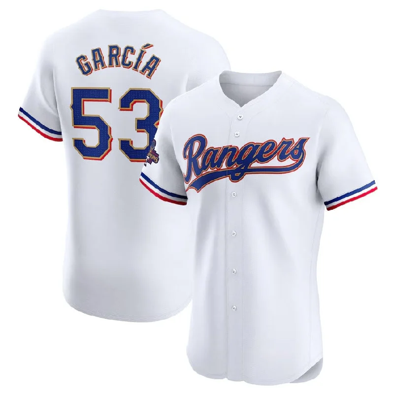 Texas Rangers #53 Adolis Garcia 2024 Gold Collection Elite Player Jersey – White Baseball Jerseys-NBA Elite Jersey -