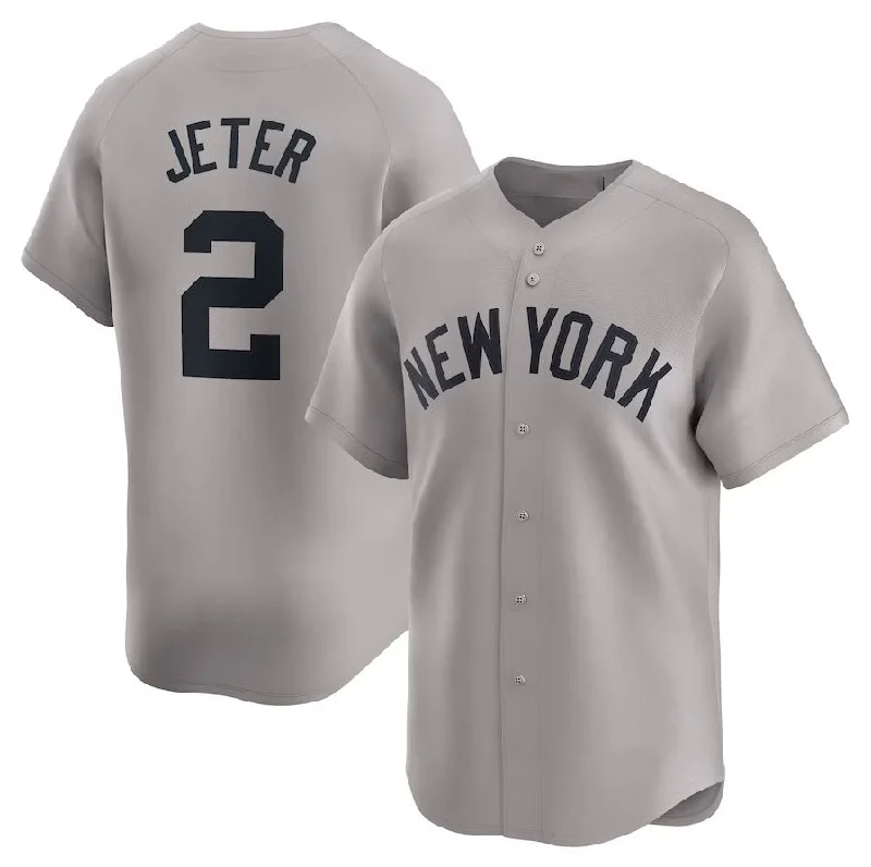 New York Yankees #2 Derek Jeter Away Limited Player Jersey - Gray Stitches Baseball Jerseys-NBA Custom Team Basketball Jersey -