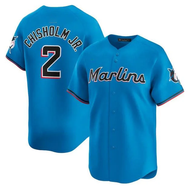 Miami Marlins #2 Jazz Chisholm Jr. Blue Limited Stitched Baseball Jersey-NBA Game-Worn Jersey -