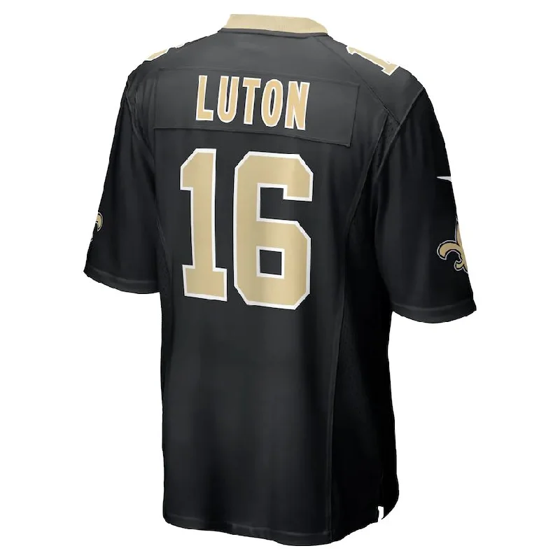 NO.Saints #16 Jake Luton Black Game Player Jersey Stitched American Football Jerseys-NFL Team Logo Football Jersey -