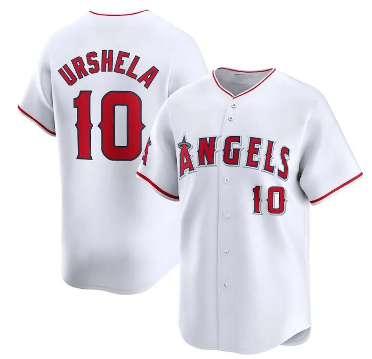 Los Angeles Angels #10 Gio Urshela White Home Limited Stitched Baseball Jersey-NBA Championship Edition Jersey -