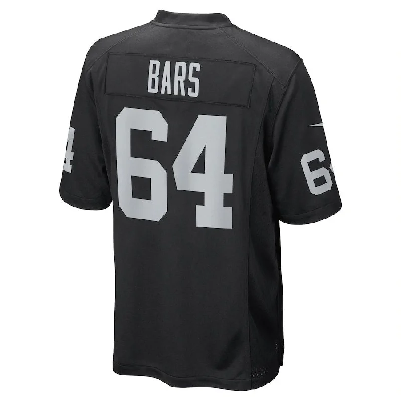 LV. Raiders #64 Alex Bars Black Game Player Jersey Stitched American Football Jerseys-NFL Official NFL Gear -