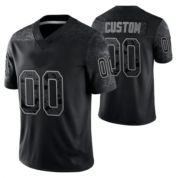 Custom P.Eagles Football Jerseys Active Player Black Reflective Limited Stitched Jersey-NBA Vintage NBA Jersey -