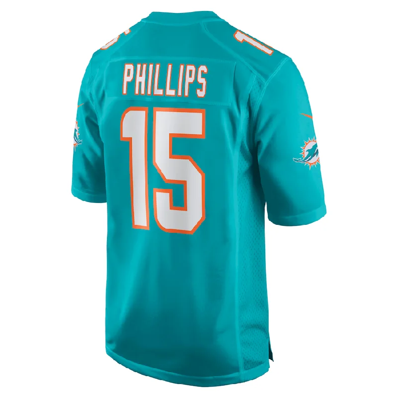 M.Dolphins #15 Jaelan Phillips Aqua Game Player Jersey Stitched American Football Jerseys-NFL Team Logo Football Jersey -