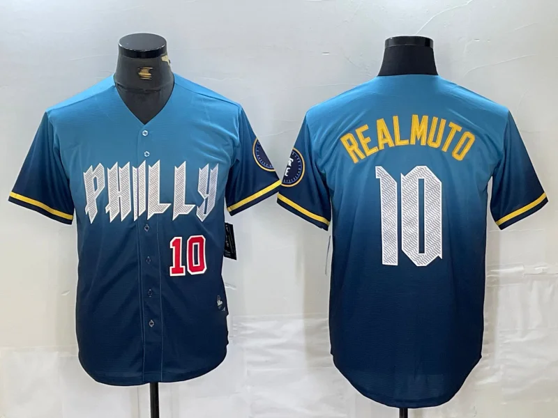 Philadelphia Phillies #10 JT Realmuto Number Blue 2024 City Connect Limited Stitched Baseball Jerseys-NBA Youth Custom Jersey -