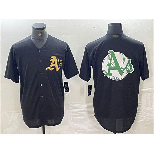 Oakland Athletics Black Gold Team Big Logo Cool Base Stitched Baseball Jersey-NBA Basketball Jersey Shop -