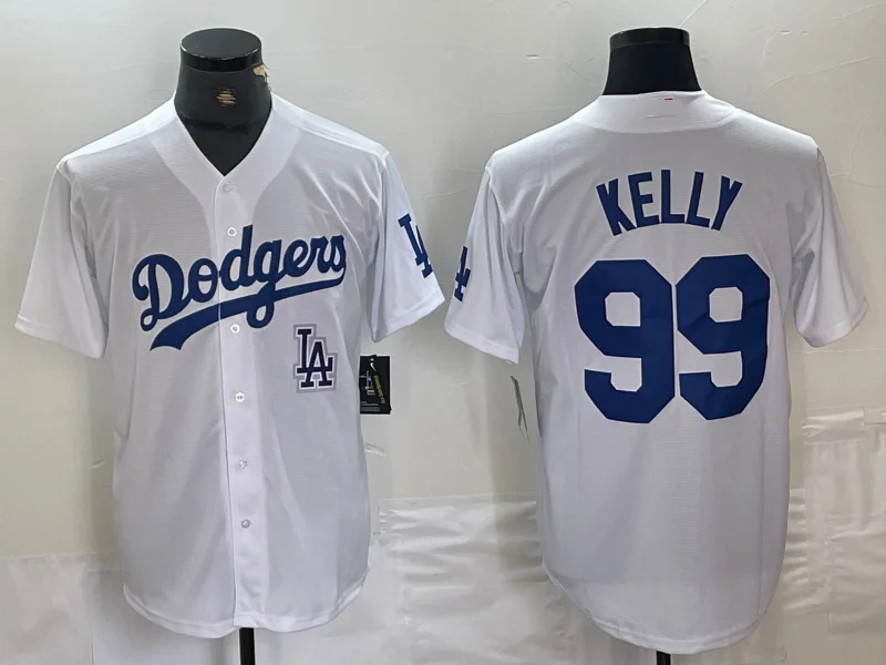 Los Angeles Dodgers #99 Joe Kelly White Stitched Cool Base Jersey Baseball Jersey-NBA Authentic NBA Team Jersey -