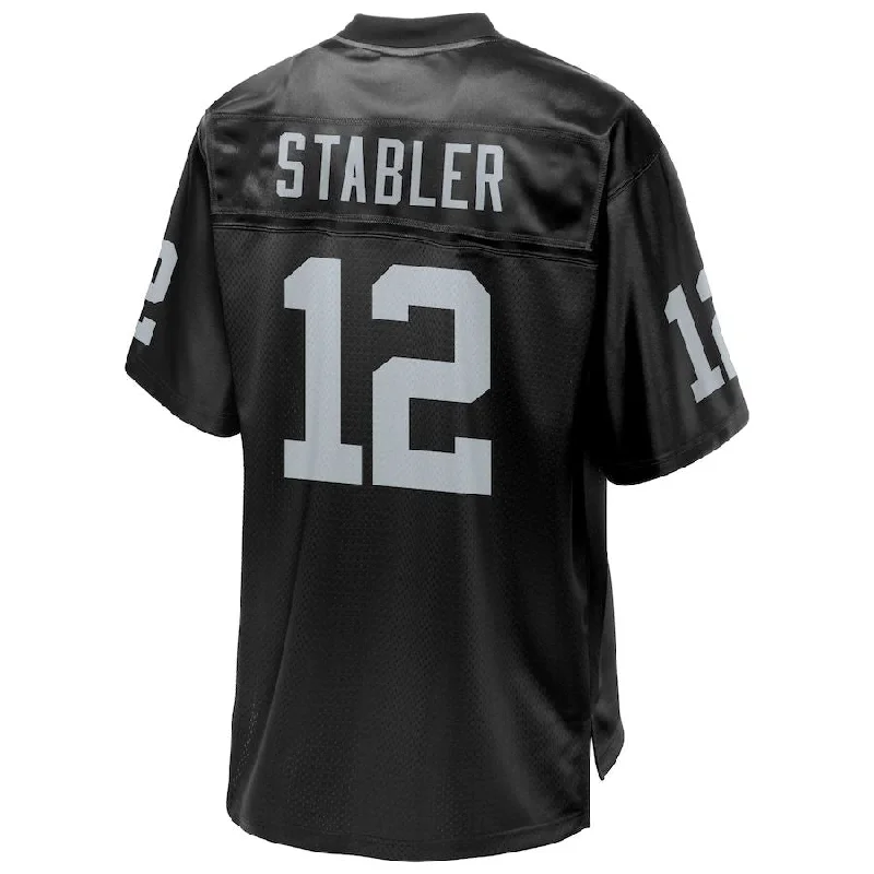 LV. Raiders #12 Ken Stabler Pro Line Black Retired Team Player Jersey Stitched American Football Jerseys-NFL Football Jersey Shop -