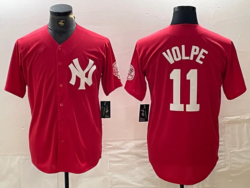 New York Yankees #11 Anthony Volpe Red Fashion Cool Base Baseball Jersey-NBA Classic NBA Jersey -