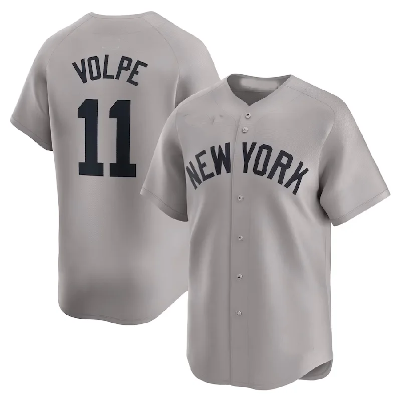 New York Yankees #11 Anthony Volpe Gray 2024 Away Limited Cool Base Stitched Baseball Jersey-NBA Team Jersey for Fans -