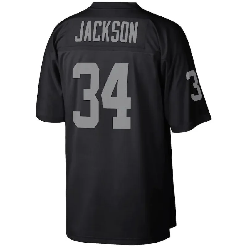 LV. Raiders #34 Bo Jackson Mitchell & Ness Black Legacy Replica Jersey Stitched American Football Jerseys-NFL Jersey Sale Near Me -