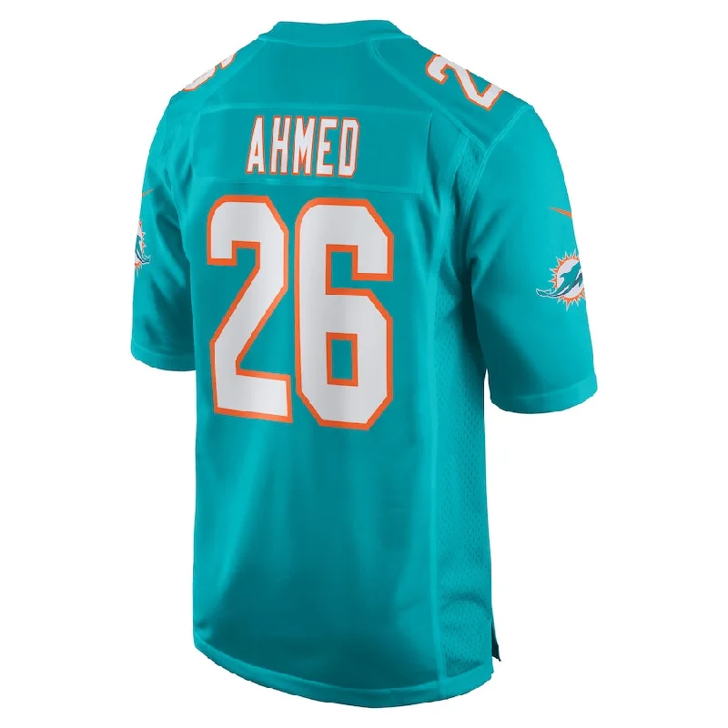 M.Dolphins #26 Salvon Ahmed  Aqua Game Jersey Stitched American Football Jerseys-NFL Jersey Sale Near Me -