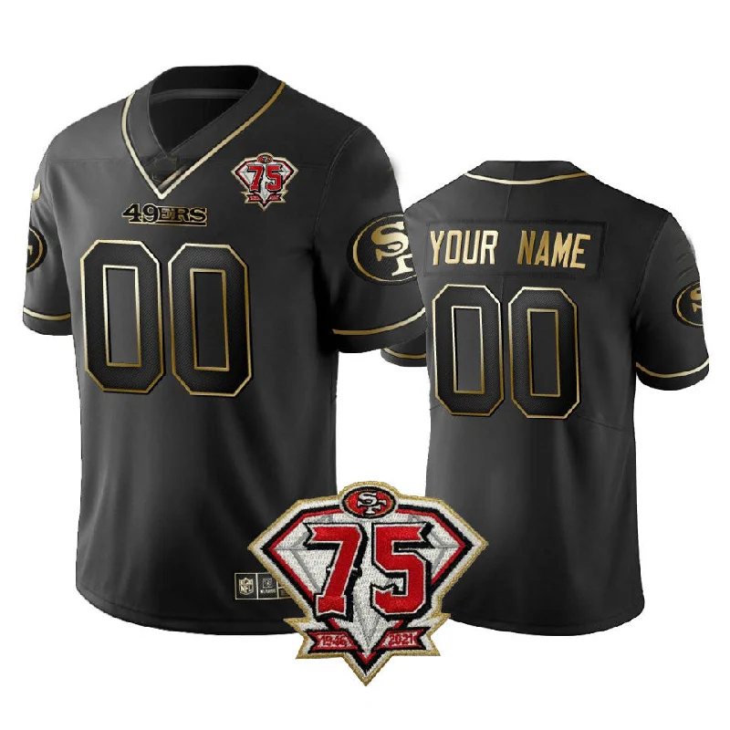 Custom SF.49ers  Black Golden Stitched American Football Jersey-NBA Player Edition Basketball Jersey -