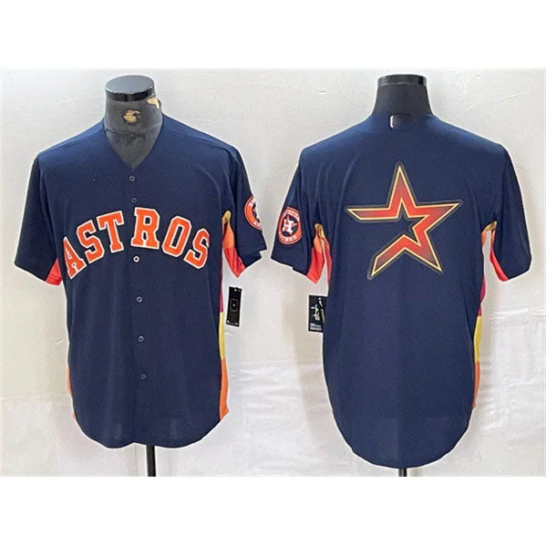 Houston Astros Navy Team Big Logo With Patch Cool Base Stitched Baseball Jersey-NBA Signature Player Jersey -