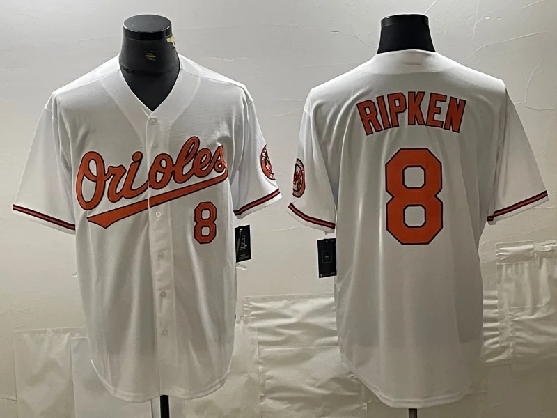 Baltimore Orioles #8 Cal Ripken Jr Number White Cool Base Stitched Jersey Baseball Jerseys-NBA Basketball Jersey Free Shipping -